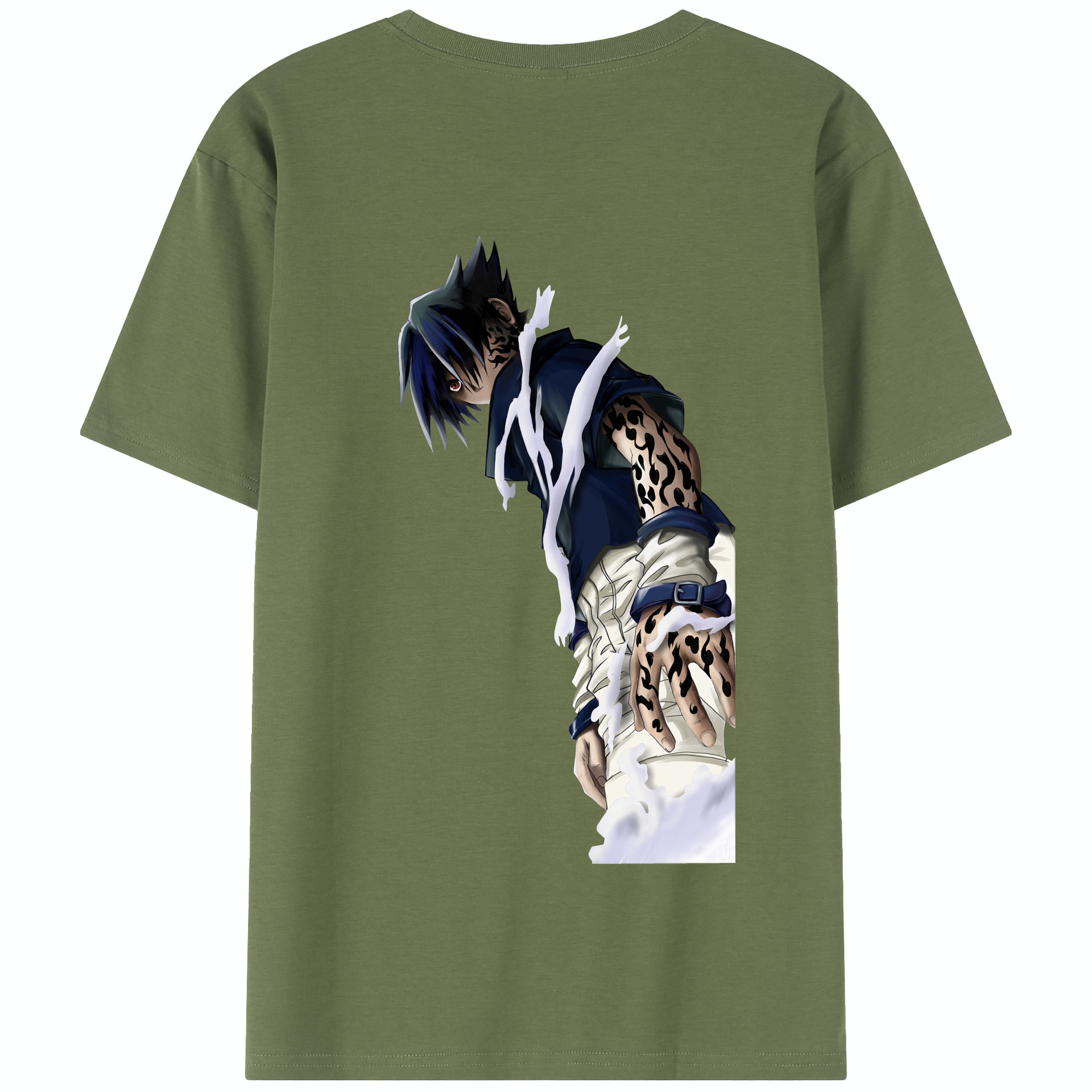 （画像用） NARUTO -ナルト- うちは サスケ Uchiha Sasuke 綿100％半袖Tシャツ（背面プリント）